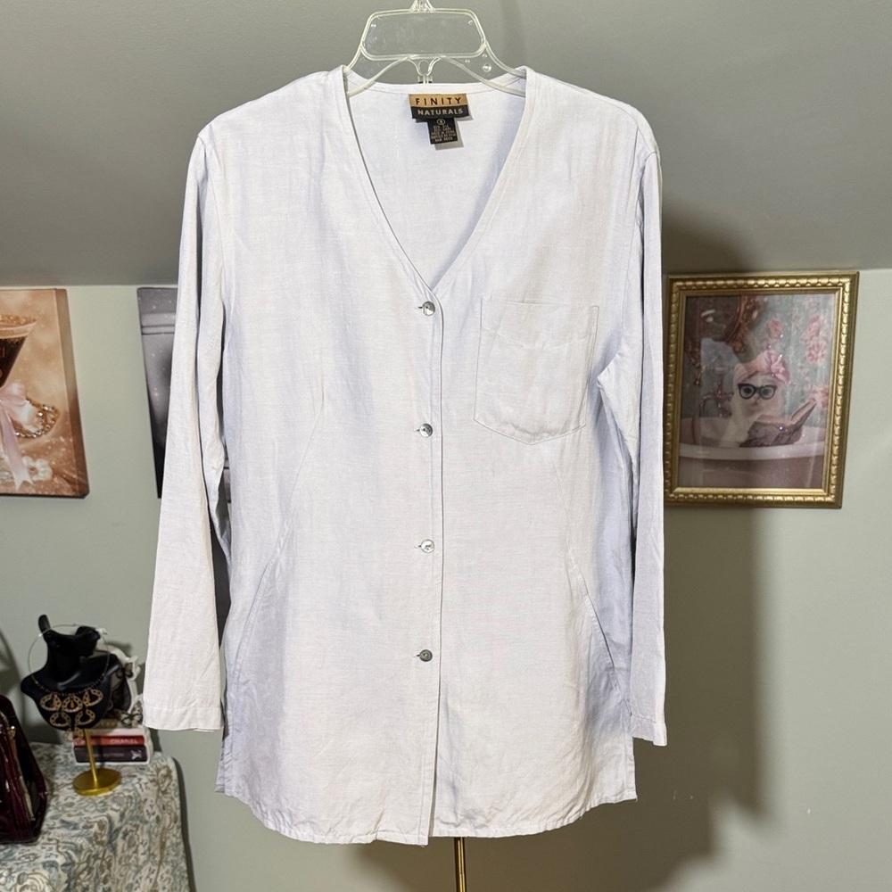 NWOT Trinity Women's Light Blue Tunic Top 80% Raw silk, 20% Linen!!! Gorgeous!